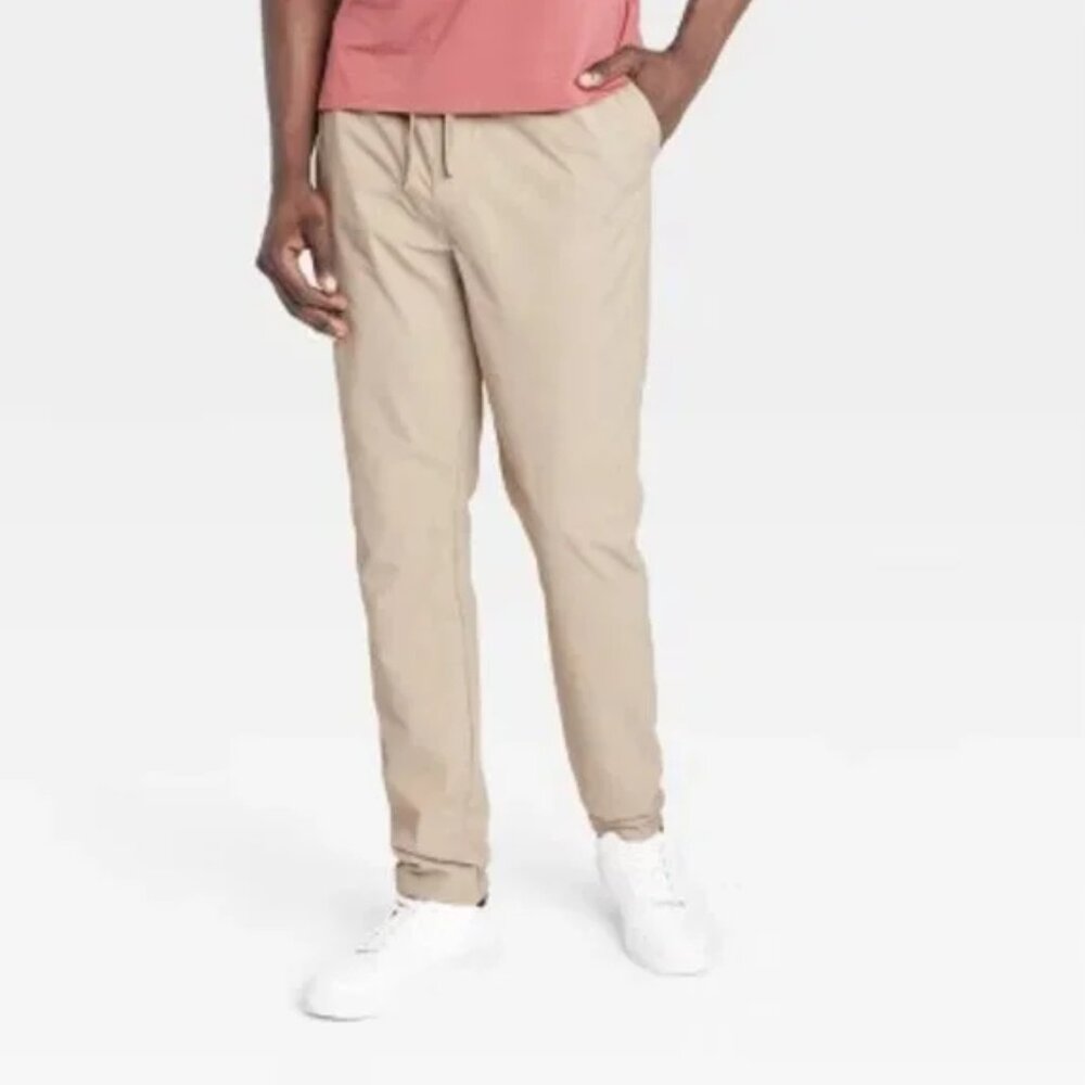 All In Motion Men's XXL Khaki Ripstop Pants Drawstring Quick Dry Elastic Waist